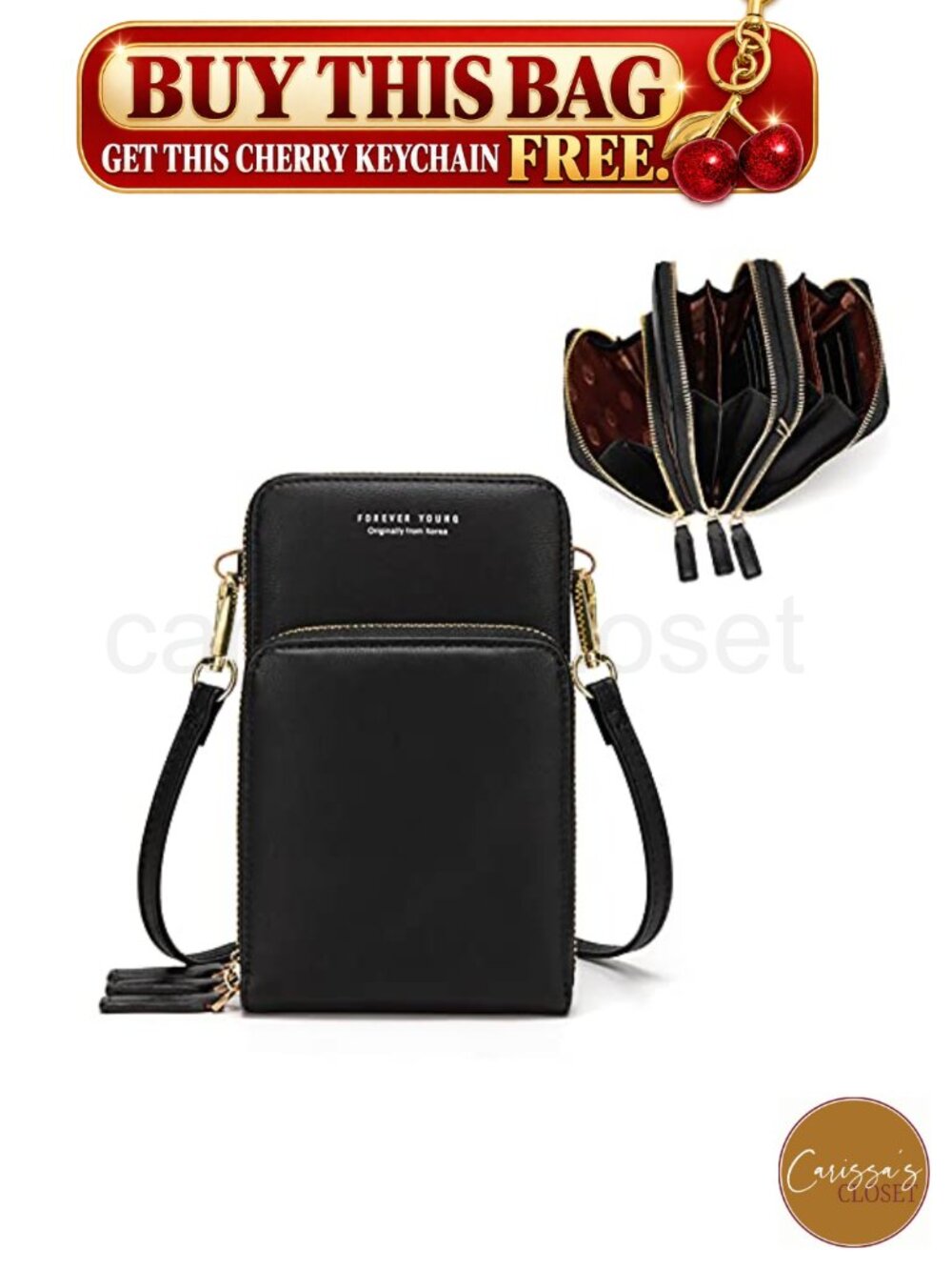 ✨ myfriday Small Cell Phone Crossbody Bag Multi-Pocket 6 Card Slots Synthetic